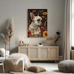 Floral Bulldog Portrait Poster