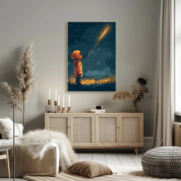 Dreamy Child Gazes at Stars Space or Astronomy Poster PosterGoat