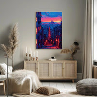 Sunset Over the Cityscape Art Print Poster Decor PosterGoat