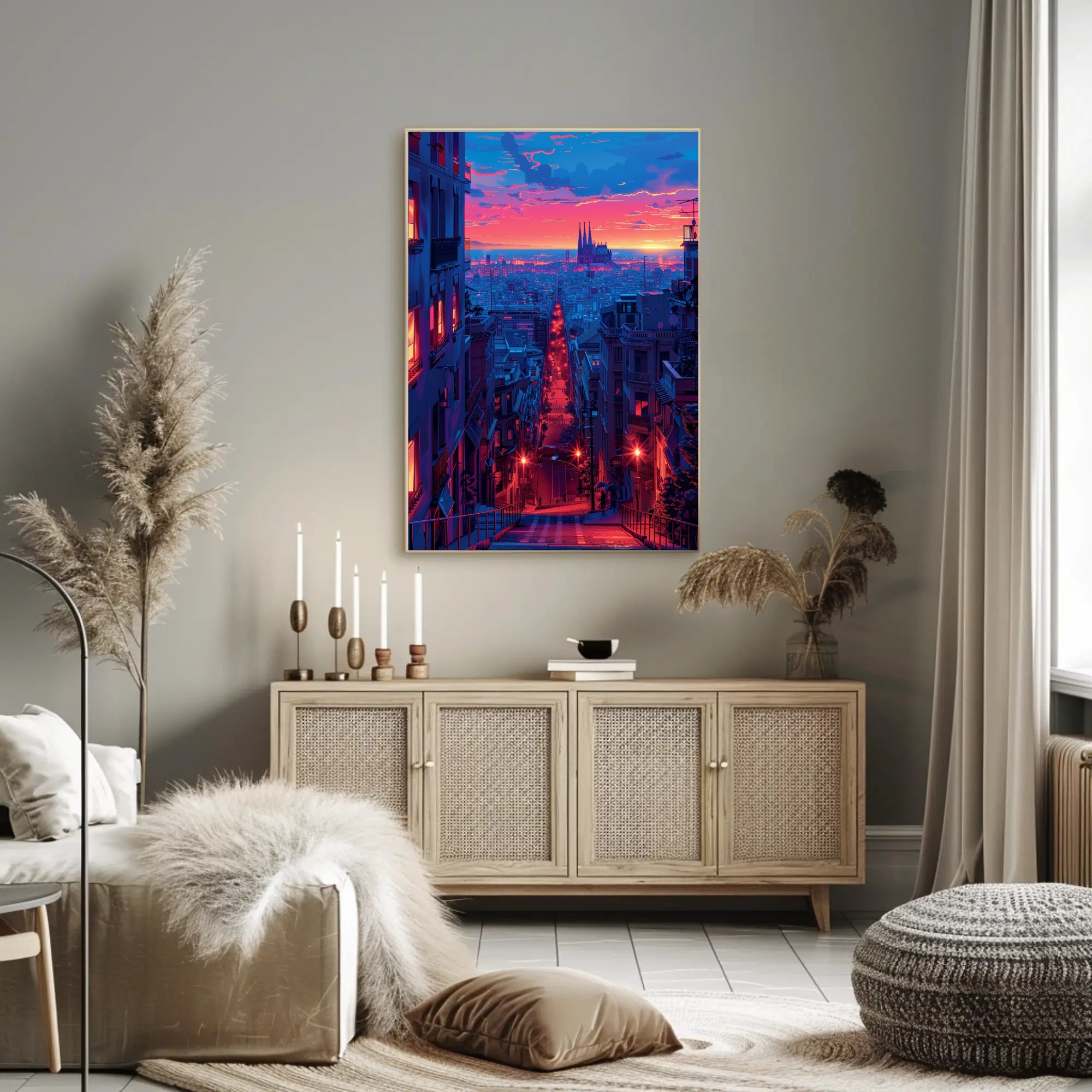 Sunset Over the Cityscape Art Print Poster Decor PosterGoat