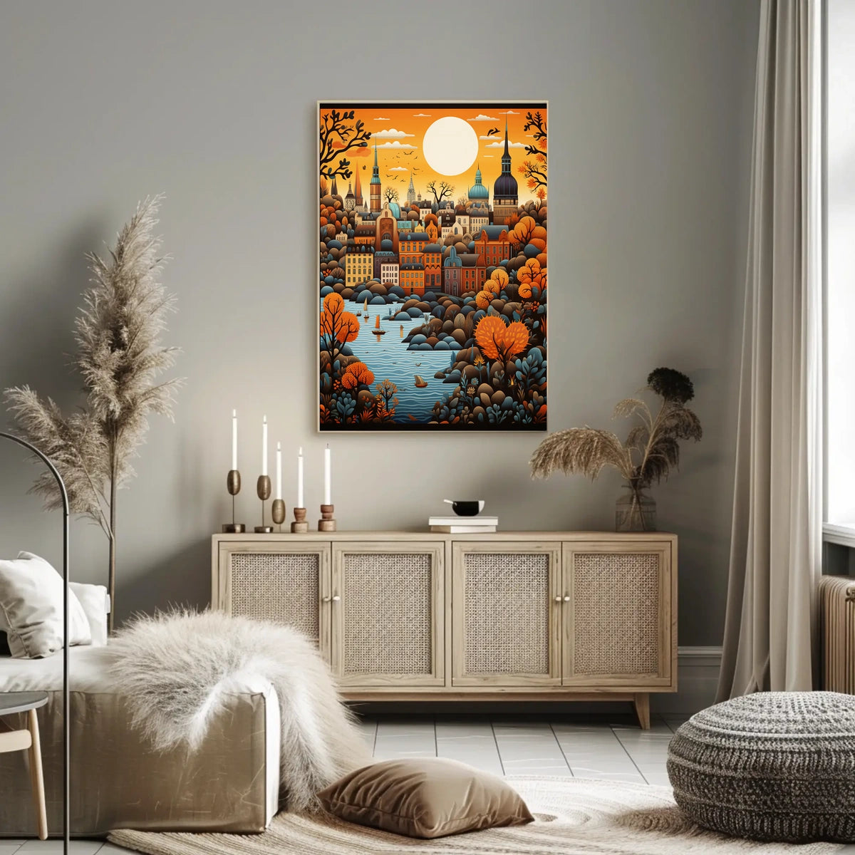 Stylized European Cityscape Art Print Cultural or Heritage Poster