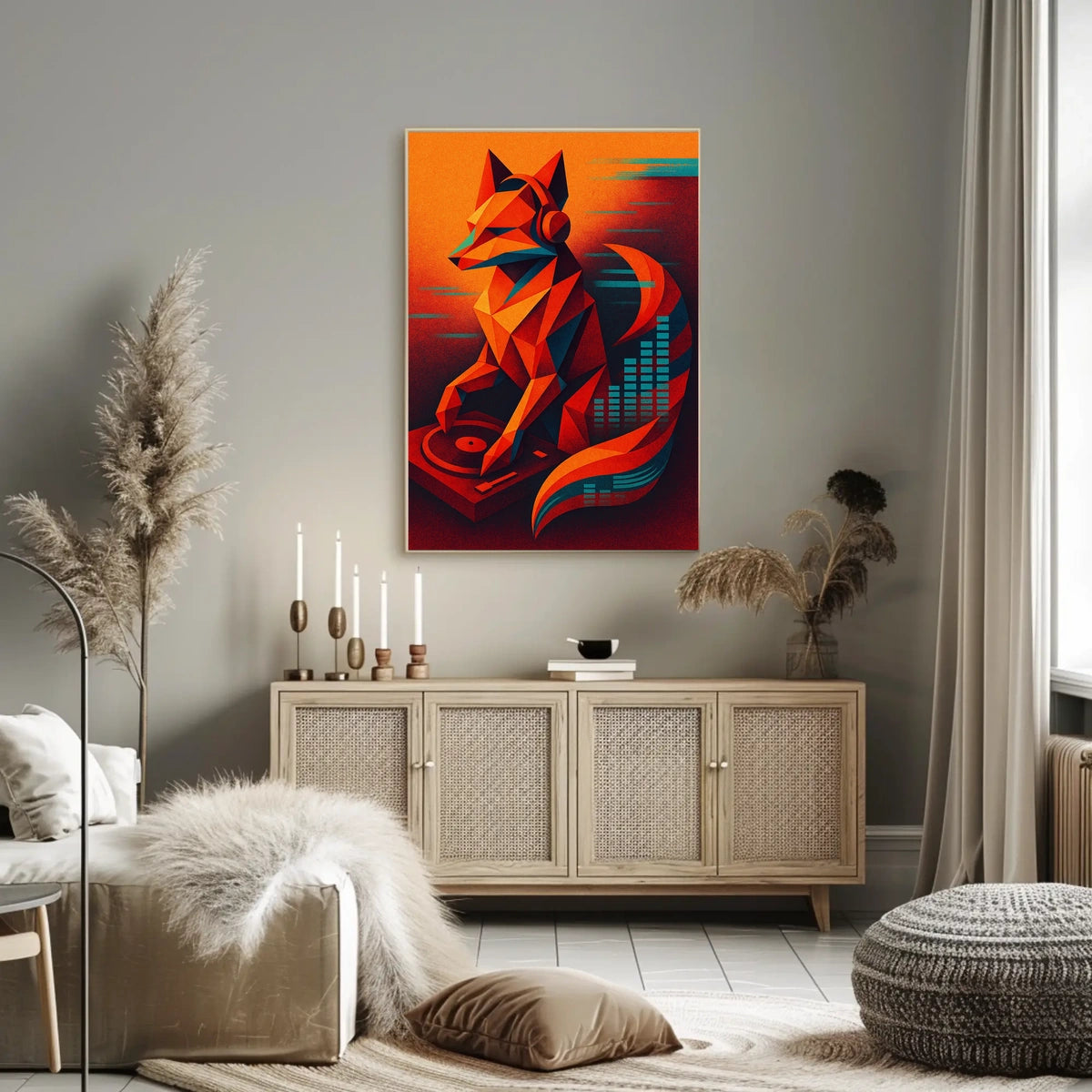 Geometric Fox Dj Poster