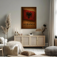 Albanian Flag Vintage Cultural Heritage Poster
