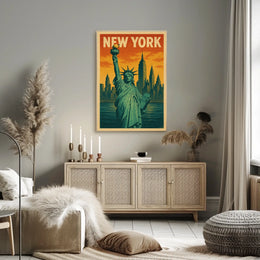 New York Skyline and the Statue of Liberty Poster
