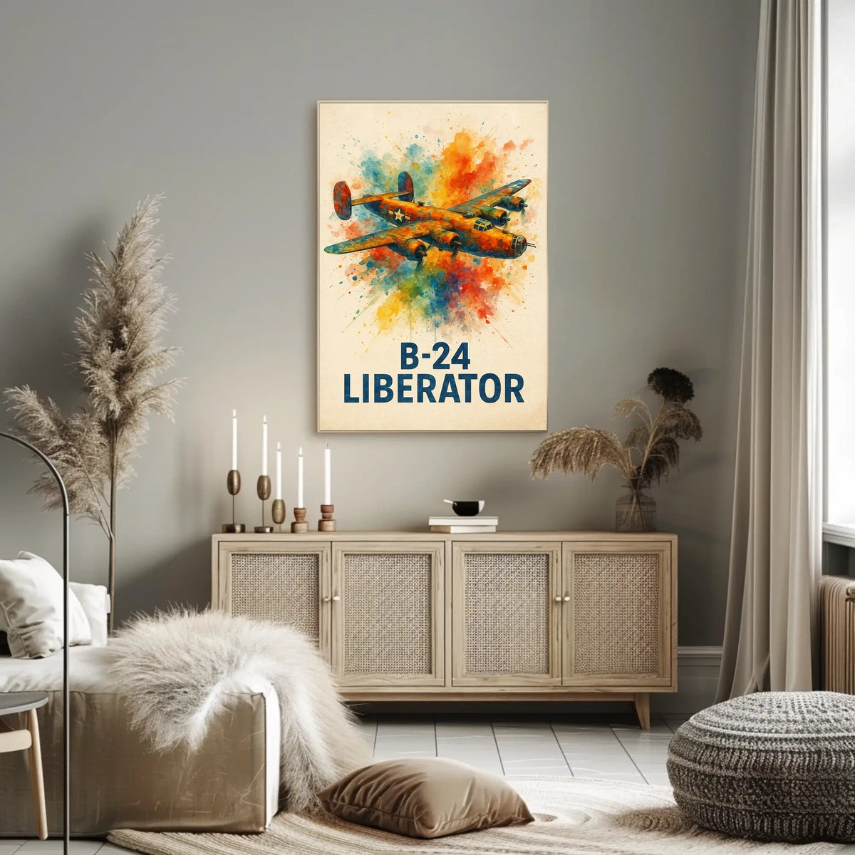 B-24 Liberator WWII Airplane Art Poster Print