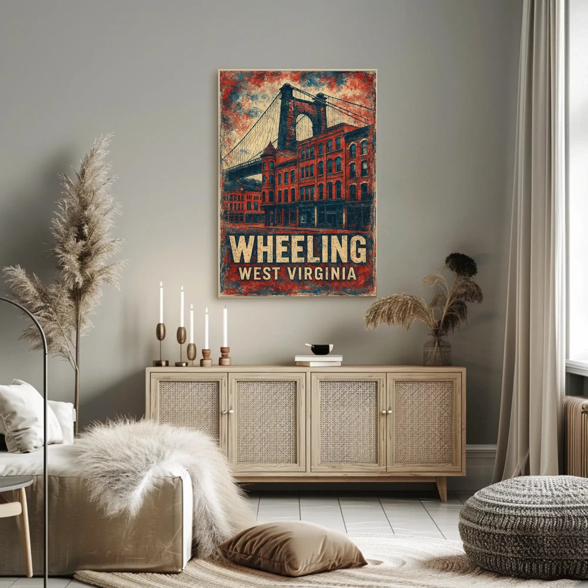 Wheeling Suspension Bridge Vintage Art Nostalgic Poster