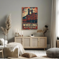 Wheeling Suspension Bridge Vintage Art Nostalgic Poster