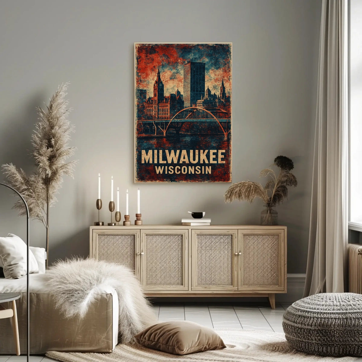 Milwaukee Vintage Architecture Skyline Collectors Poster