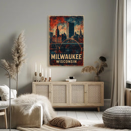 Milwaukee Vintage Architecture Skyline Collectors Poster