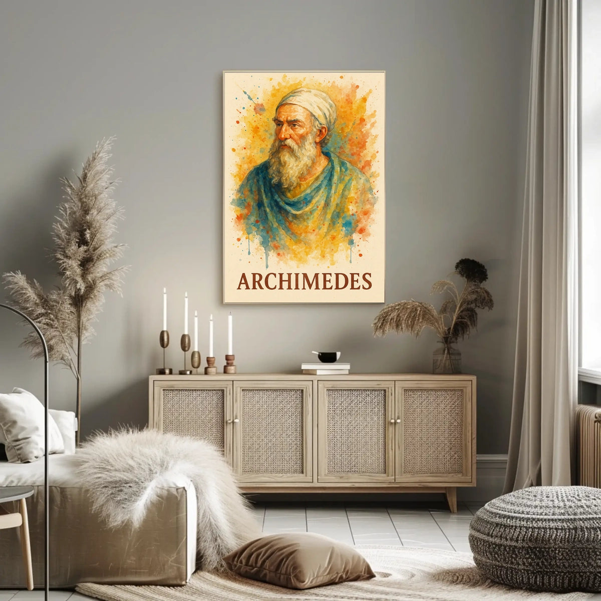 Archimedes Watercolor Portrait: Ancient Greek Inspiration Poster