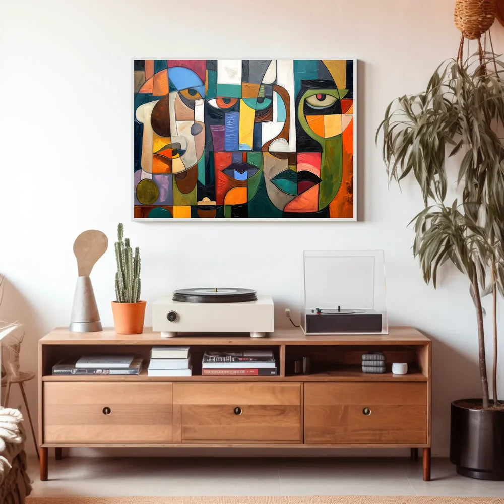Cubist Faces Abstract Modern Art Poster Print