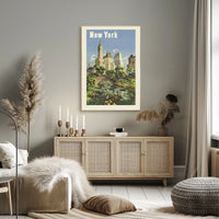 New York City Urban Cityscape Poster Vintage Wall Art