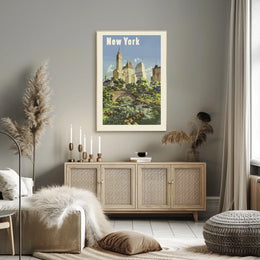 New York City Urban Cityscape Poster Vintage Wall Art