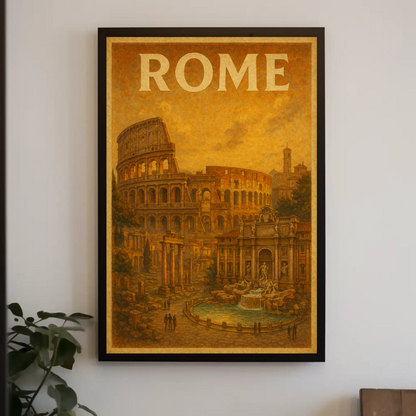 Rome Colosseum Trevi Fountain Travel Poster