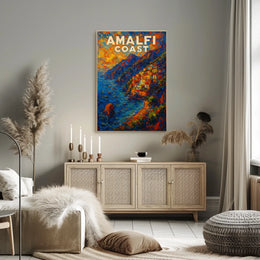 Amalfi Coast Poster Wall Art Print 18x24 Coastal Decor