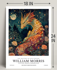 Artistic Dragon and Roses: 19th Century Heritage Poster