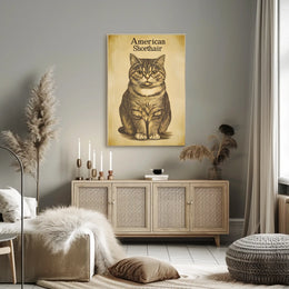 American Shorthair Cat Vintage Illustration Poster