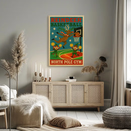 Reindeer Basketball At North Pole Gym Poster