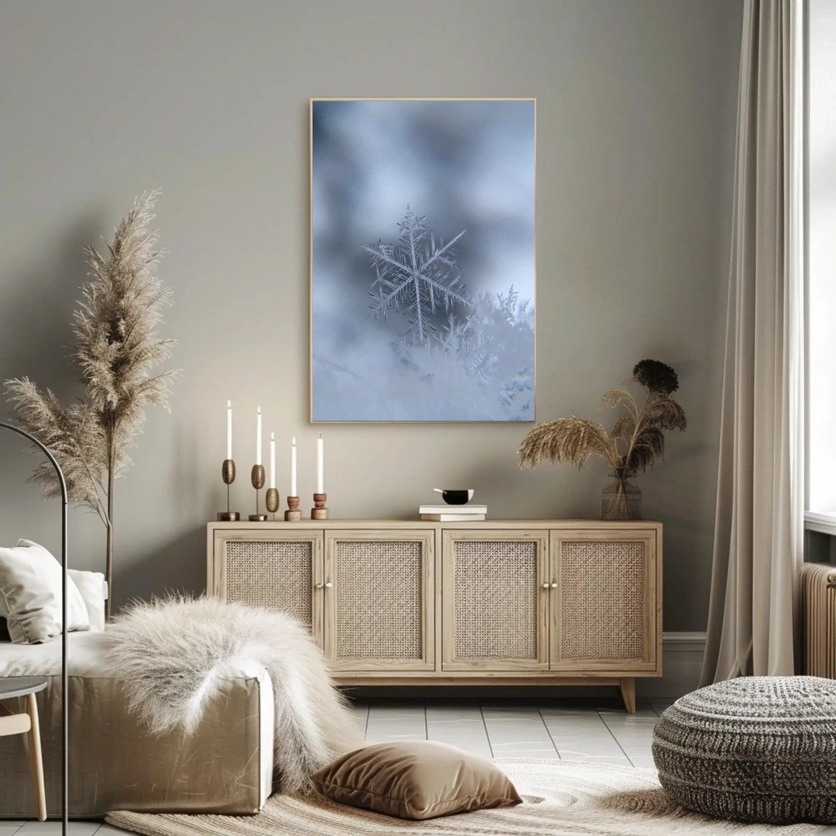 Intricately Detailed Snowflake Photorealistic Artistic Poster