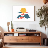 Minimalist Abstract Sun and Landscape Art Poster