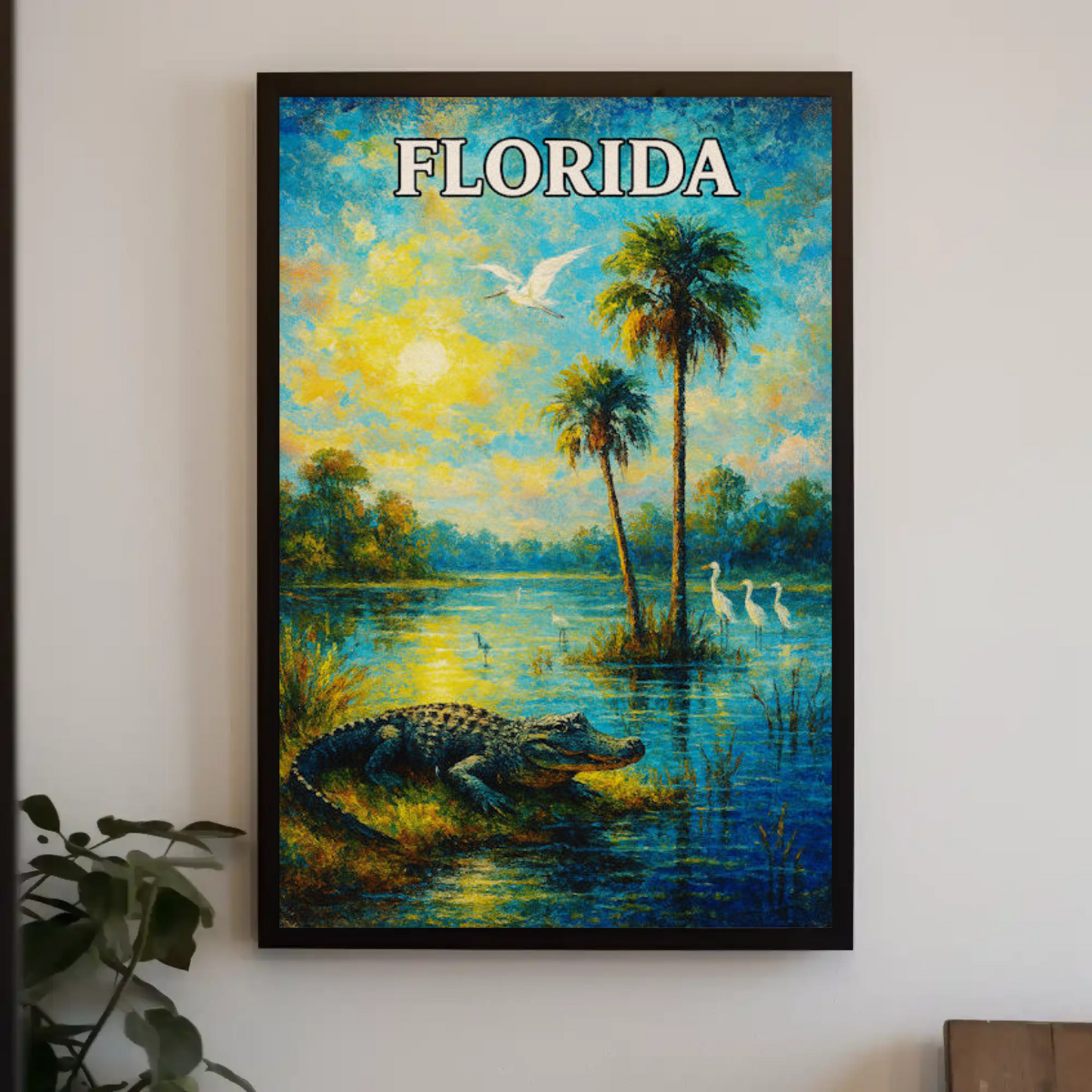 Florida Everglades Alligator Palms Wildlife Nature Poster