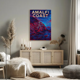 Amalfi Coast Poster Art Print for Coastal Home Decor
