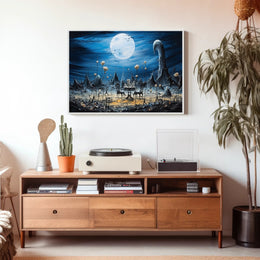 Surreal Dreamscape with Moonlit Tea Set Fantasy Poster