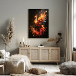 Phoenix Rebirth: Vibrant Fantasy Art Poster