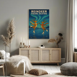 Enchanting Reindeer Ice Dance Fantasy Poster