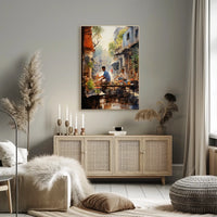 Vibrant Street Market Scene in Urban Locale Cultural Poster