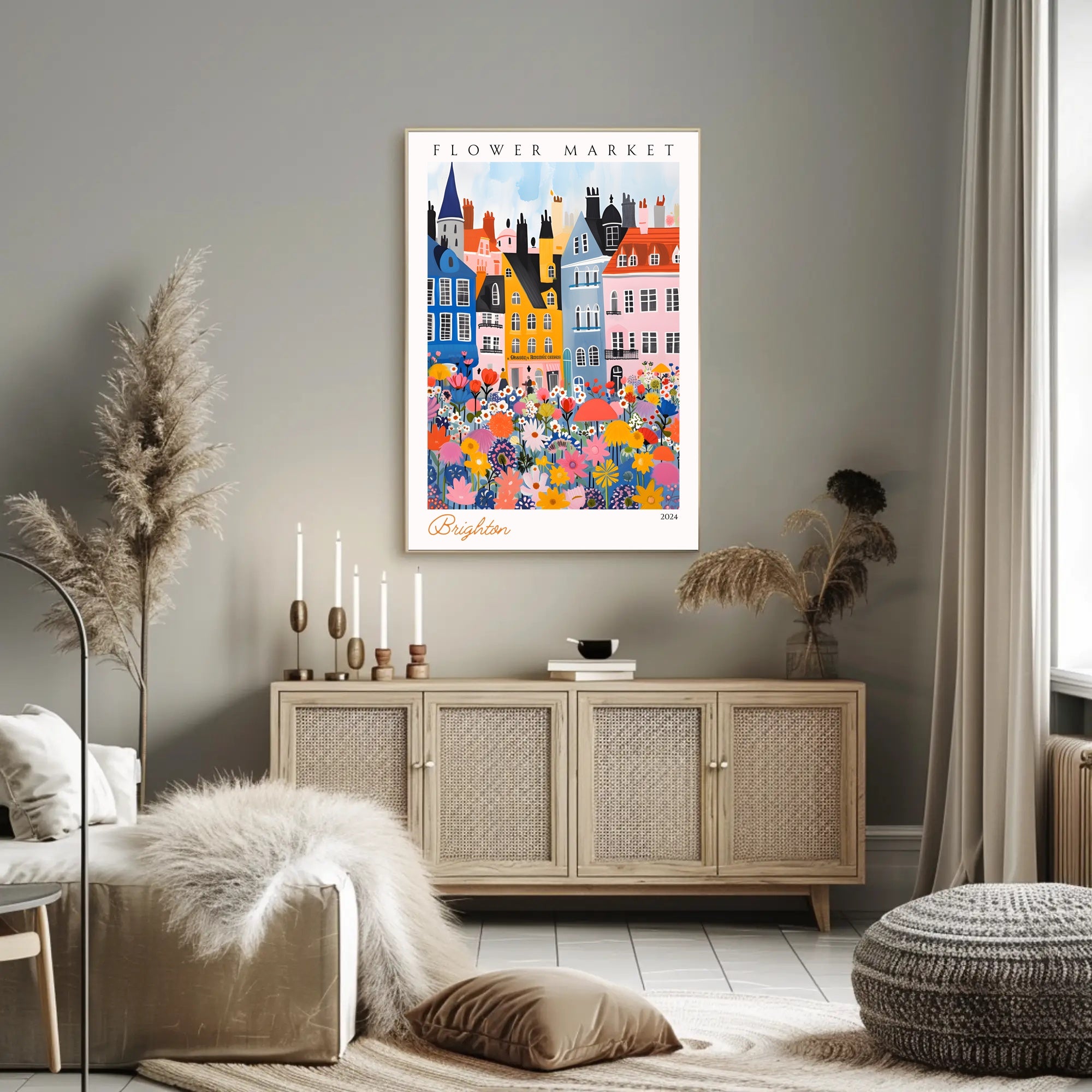 Brighton Flower Market Poster PosterGoat