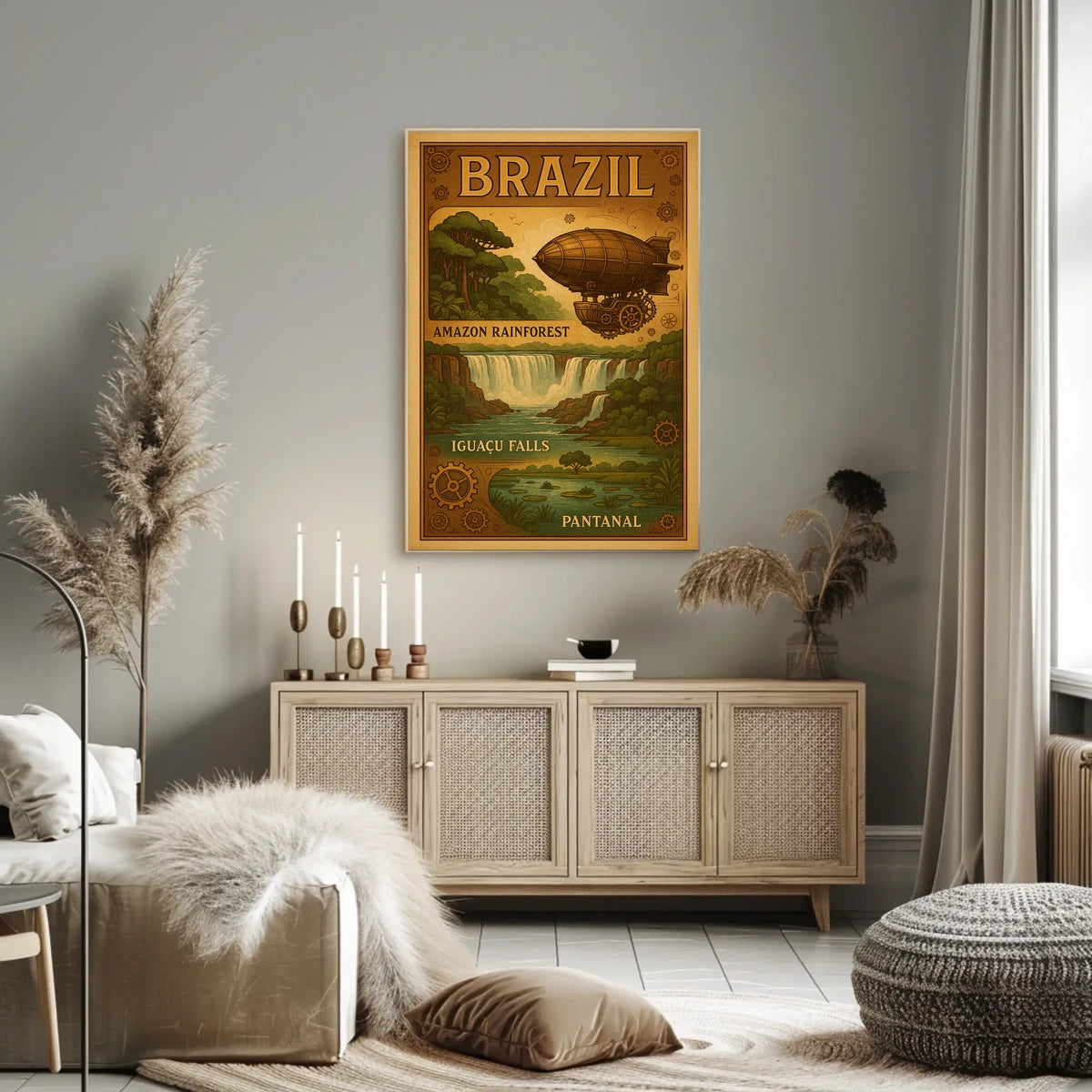 Brazilian Adventure Steampunk Airship Poster Art Print
