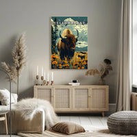 Majestic Yellowstone: Bison and Wildflowers Poster