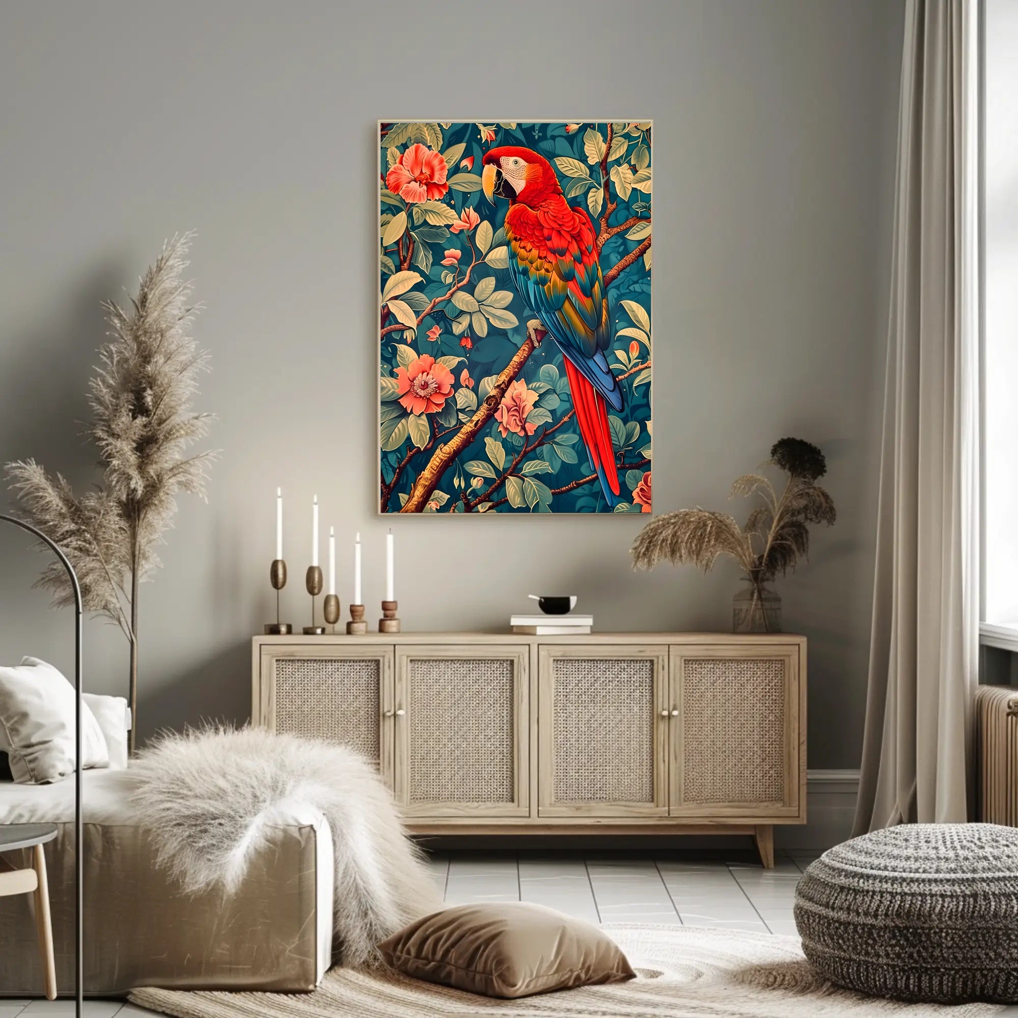 Vibrant Parrot Illustration in Tropical Animal Poster