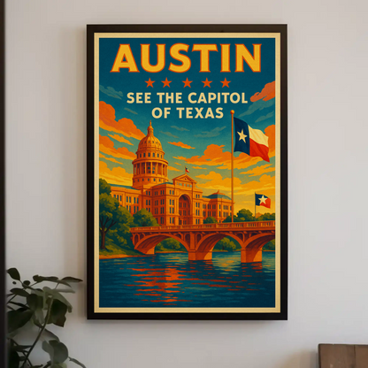 Austin Texas Capitol Travel Poster