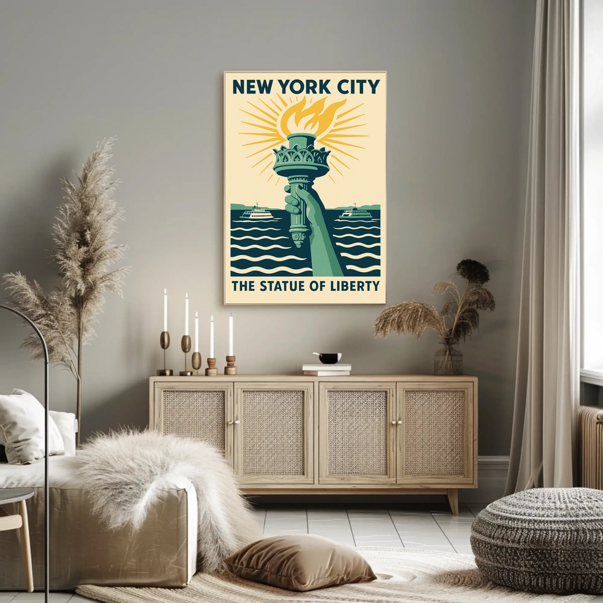 Statue Of Liberty NYC Icon Travel Poster Vintage Wall Art