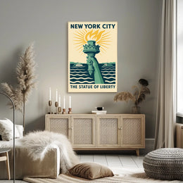 Statue Of Liberty NYC Icon Travel Poster Vintage Wall Art