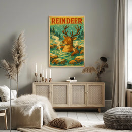 Relaxed Reindeer in Nature Animal Poster