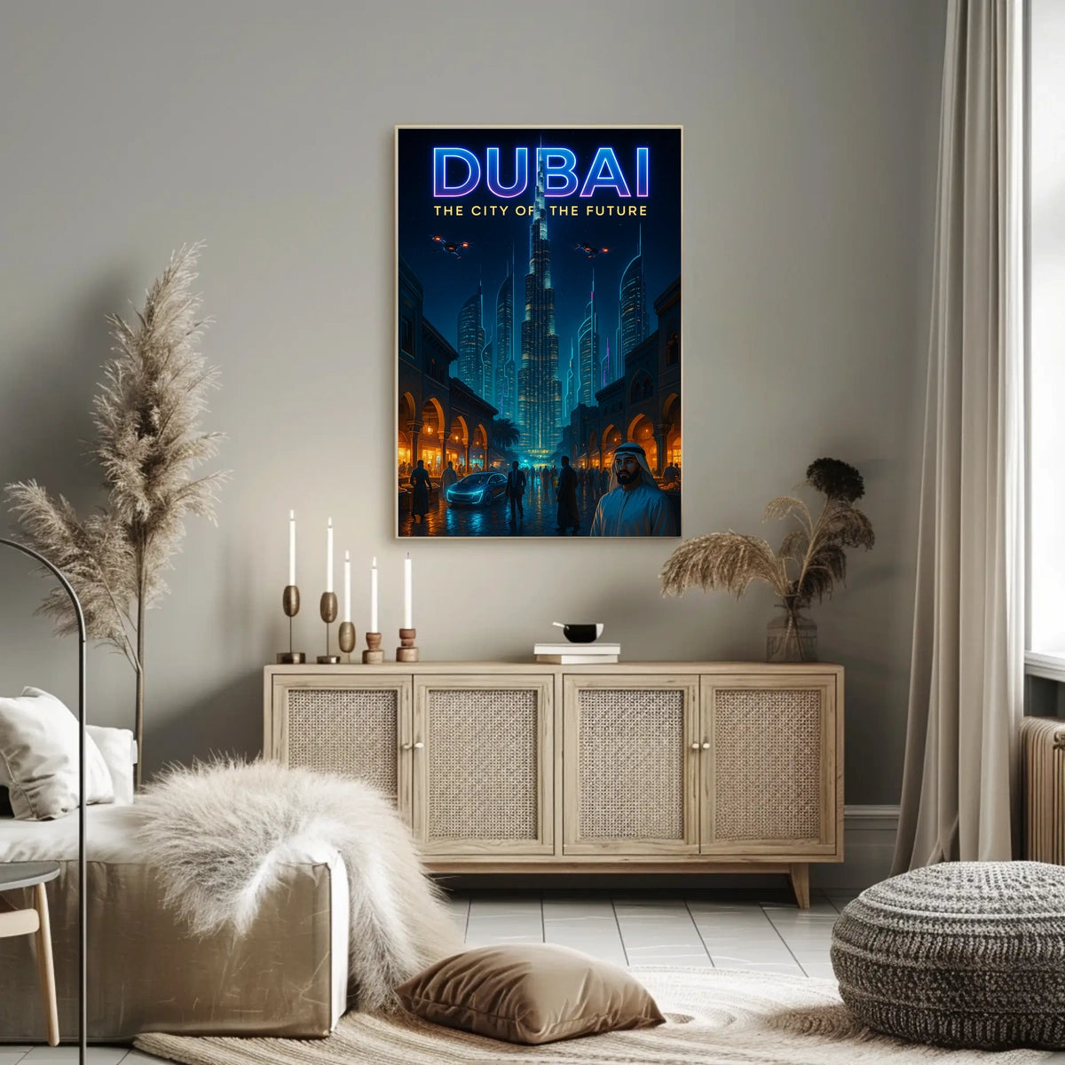 Dubai City Of The Future Poster Futuristic Skyline Decor