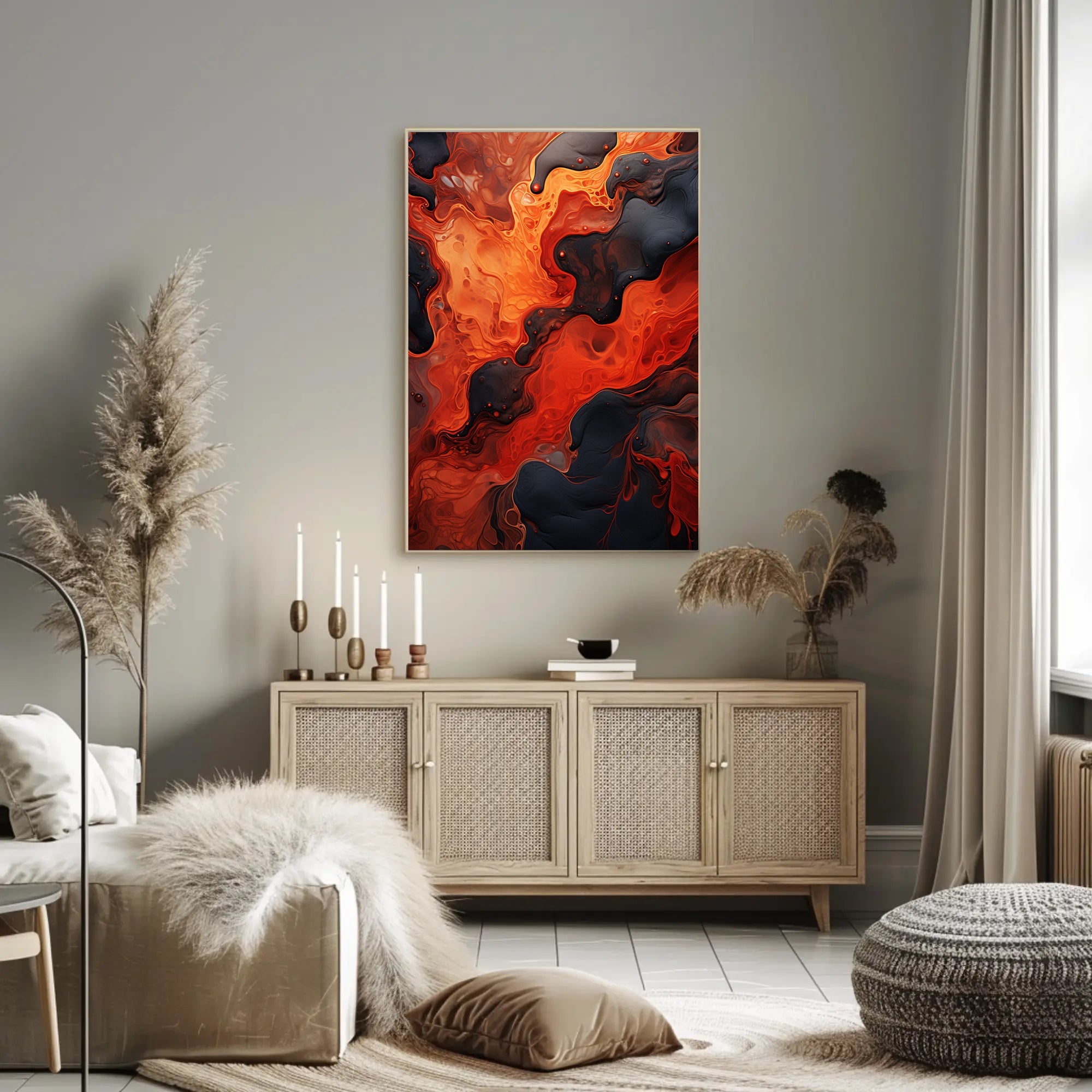 Fiery Abstract Flow Abstract Poster