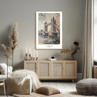 Tower Bridge London Watercolor Urban or Cityscape Poster PosterGoat