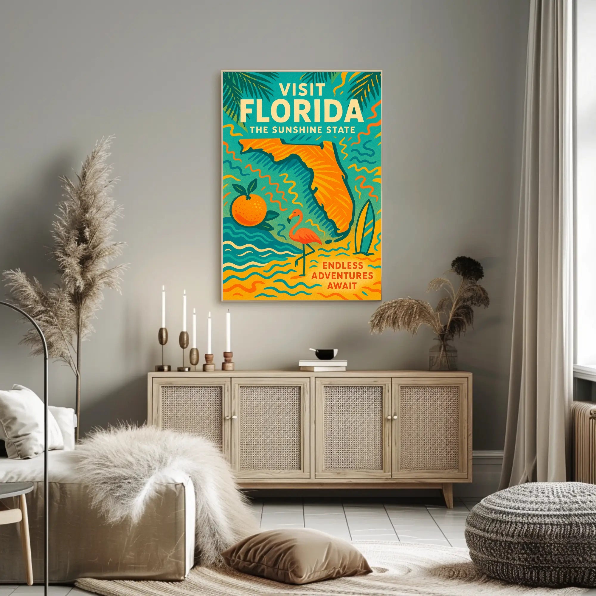 Florida Travel Poster Vintage Sunshine State Print