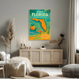 Florida Travel Poster Vintage Sunshine State Print