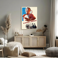 Tennis Player Health Promotion Vintage Propaganda Poster