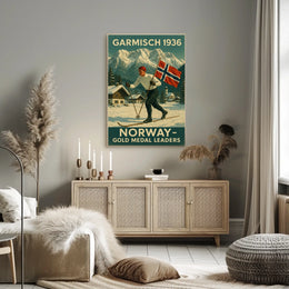 Garmisch 1936 Norway Gold Medal Poster