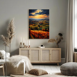 Golden Vineyard At Sunset Poster