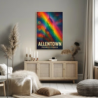Allentown Clock Tower Vibrant Modern Art Urban Cityscape Rainbow Gradient Poster