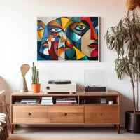 Cubist Faces Abstract Art Poster for Modern Interiors