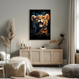 Leopard Cub Joyful Adventure Vibrant Art Poster