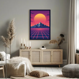 Retro-Futuristic Synthwave Landscape Art Futuristic Sci-Fi Poster